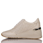 Sneakersy na koturnie Marco Tozzi 23501-44 cream beżowe skórzane