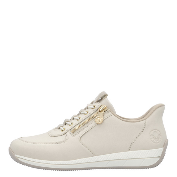 Beżowe sneakersy na koturnie Rieker N1156-60 beige wbudowana łyżka