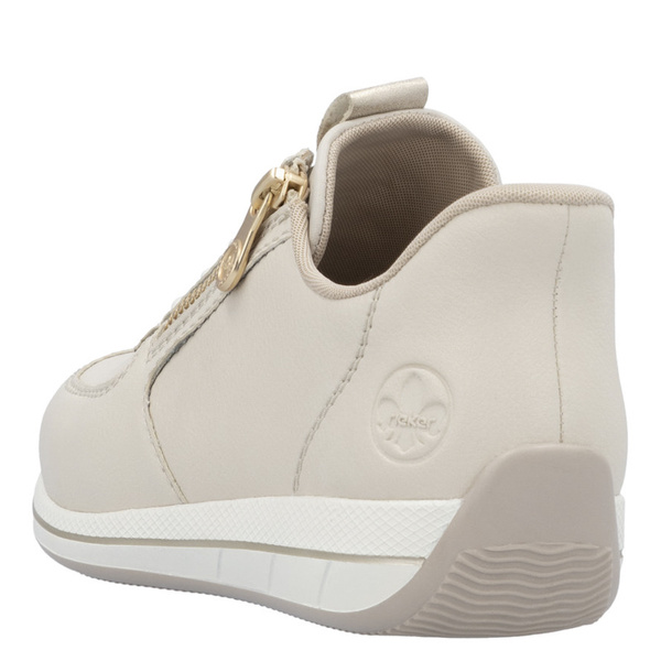 Beżowe sneakersy na koturnie Rieker N1156-60 beige wbudowana łyżka