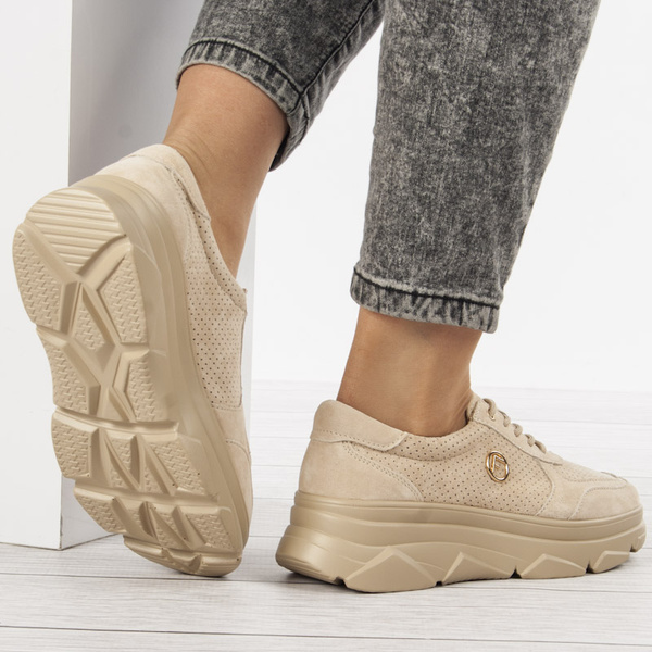 Sneakersy Filippo DP2138 BE beżowe skórzane