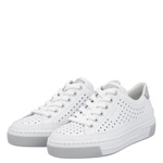 Białe sneakersy damskie Rieker L8849/80 white skórzane ażurowe