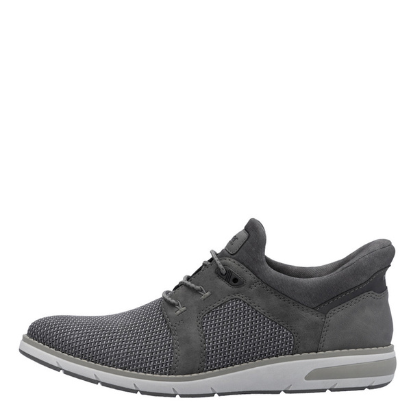 Szare półbuty męskie casual Rieker 11358-42 grey wiązane wkładane 