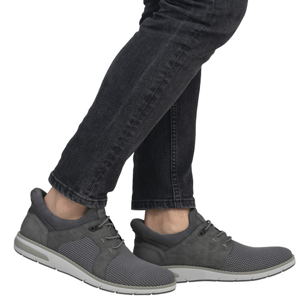 Szare półbuty męskie casual Rieker 11358-42 grey wiązane wkładane 