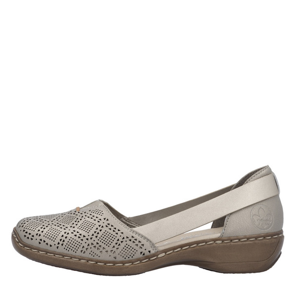 Ażurowe półbuty damskie Rieker 41351-90 silver buty wiosenne