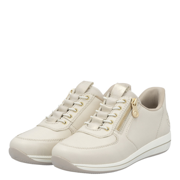 Beżowe sneakersy na koturnie Rieker N1156-60 beige wbudowana łyżka