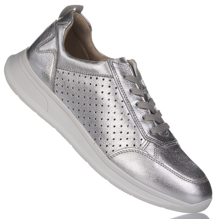 Srebrne sneakersy Caprice 23502-44 silver damskie buty skórzane