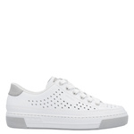 Białe sneakersy damskie Rieker L8849/80 white skórzane ażurowe